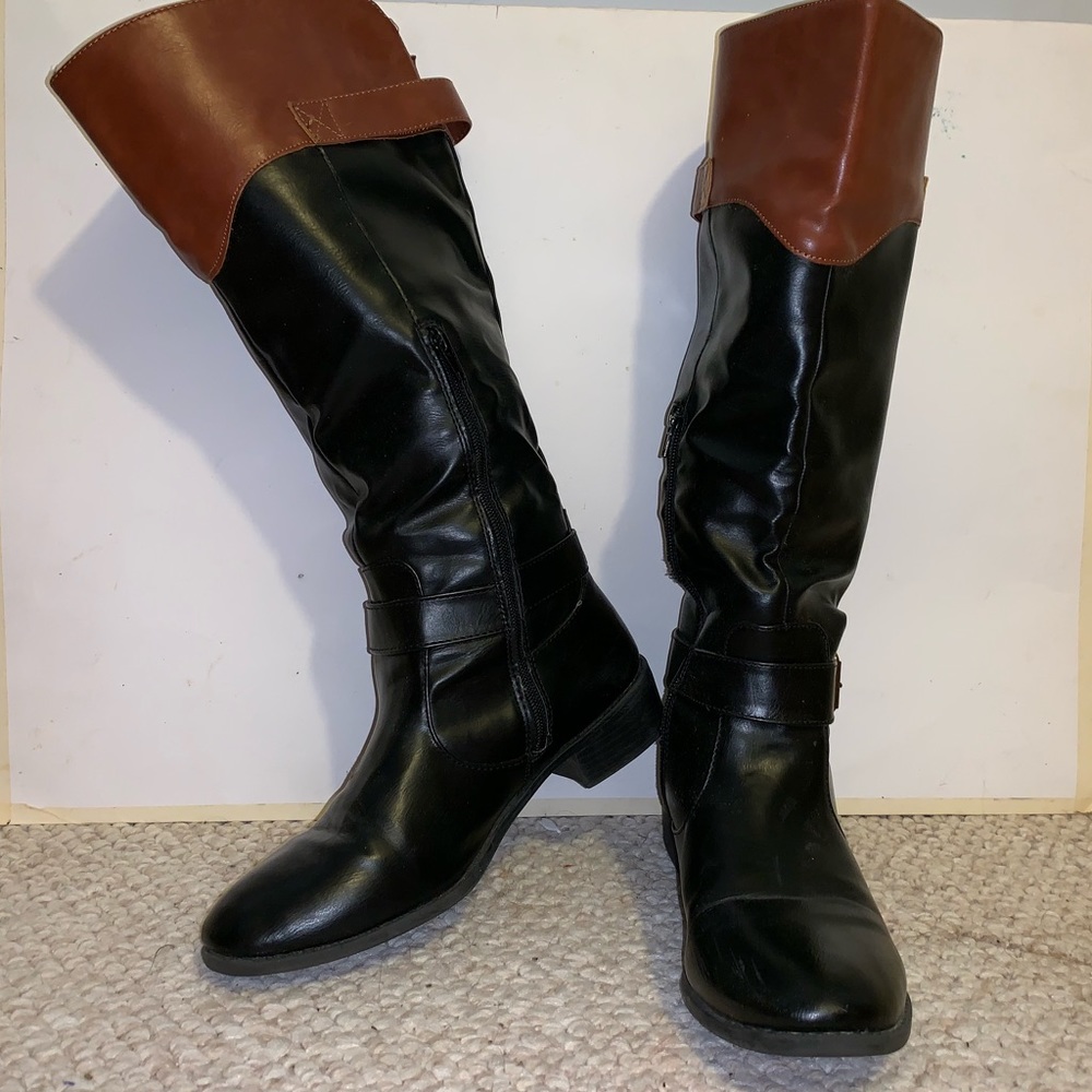 Wide calf black & brown boots